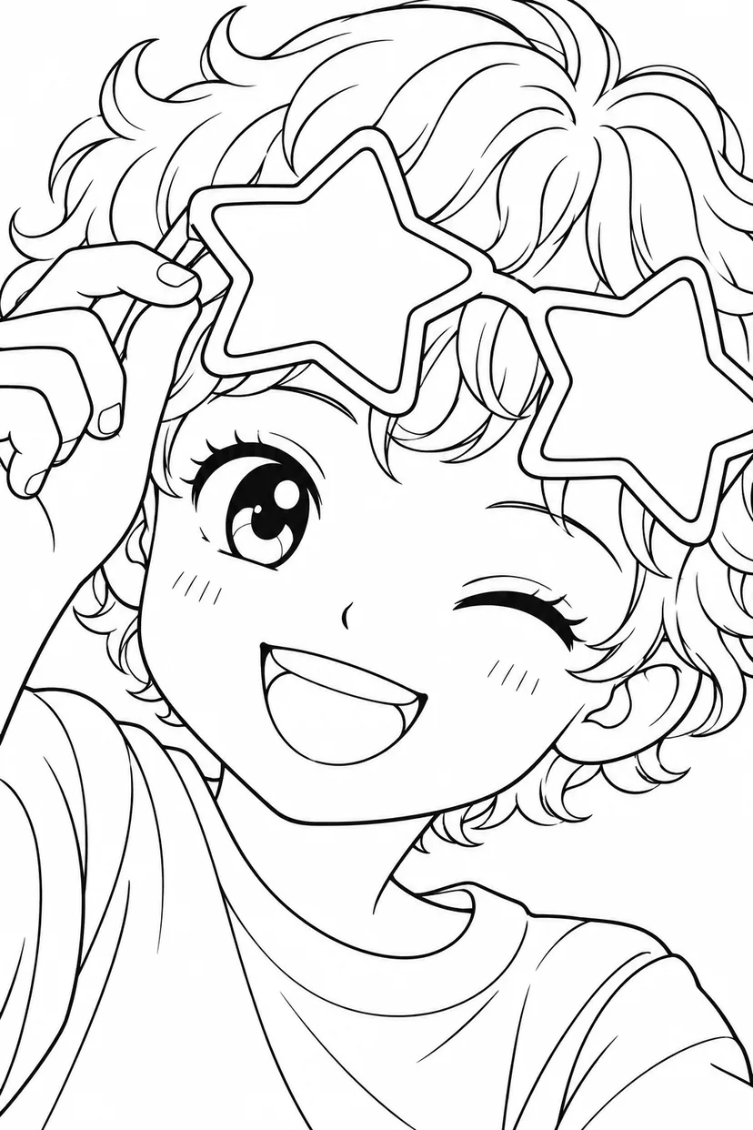 星めがねのウインクの塗り絵