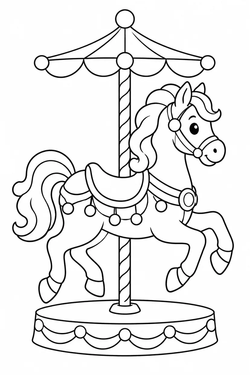メリーゴーランドのおうまの塗り絵