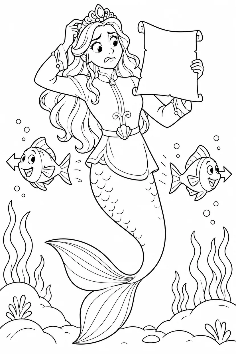 人魚姫：さかさま地図で迷子の相談の塗り絵