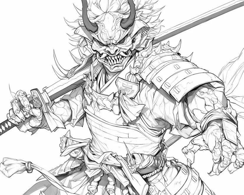 Warrior Oni coloring page