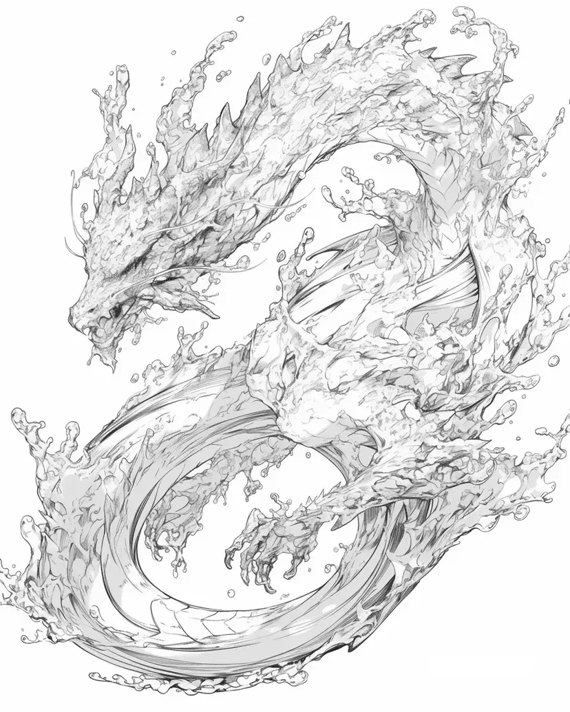 जल का ड्रैगन रंग भरने का चित्र