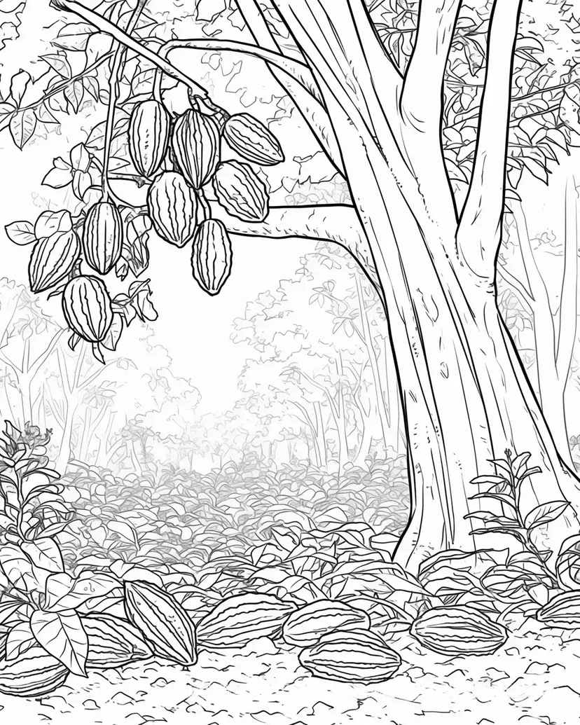 Dibujo de Bosque de Cacao para colorear