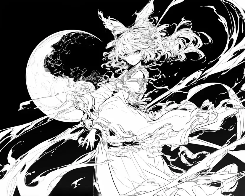 Desenho de Menina Mágica à Luz da Lua para colorir