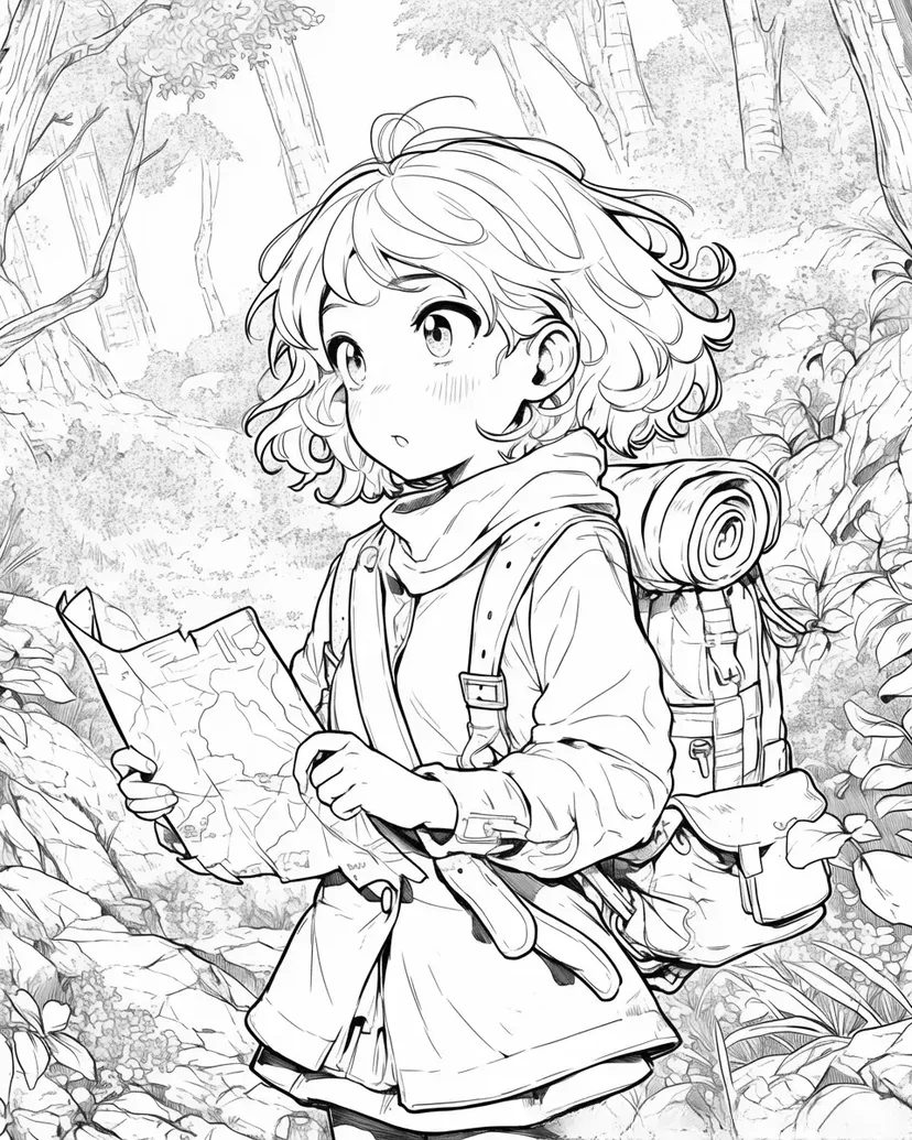 Dibujo de ¡A la aventura en el bosque! para colorear