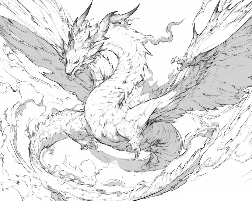 Coloriage Dragon planant dans le ciel