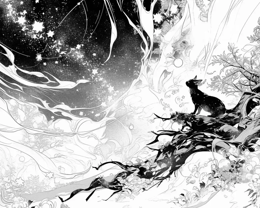 Dibujo de La Magia de la Noche de Estrellas Fugaces para colorear
