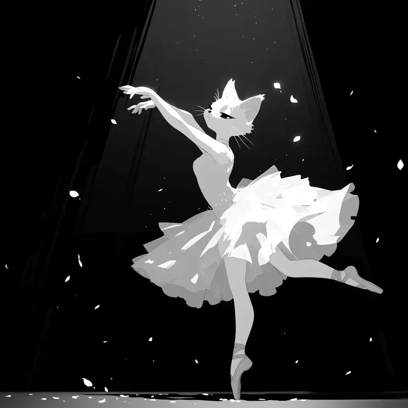 Dibujo de Gata Bailarina a la Luz de la Luna para colorear