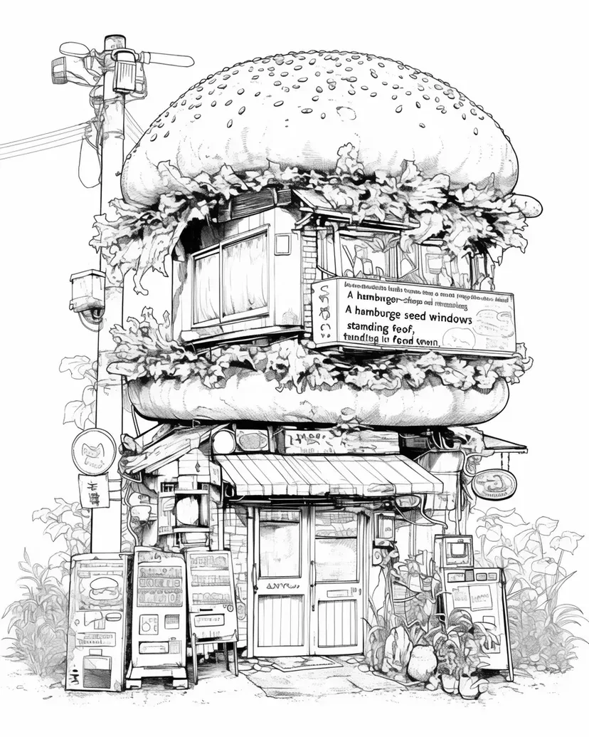 Burger House coloring page