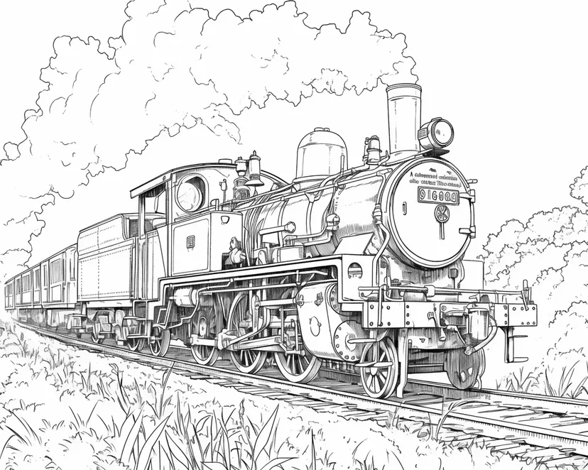 Dibujo de Viaje en Tren de Vapor para colorear