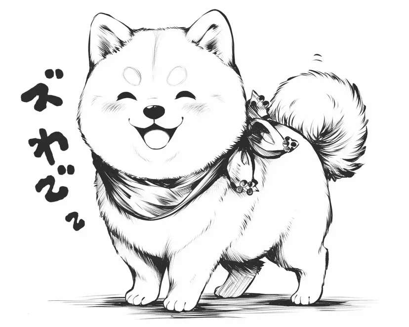 Gambar mewarnai Anjing Tersenyum