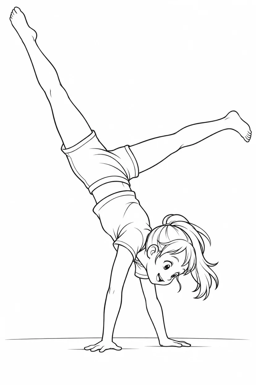 側転でくるりの塗り絵
