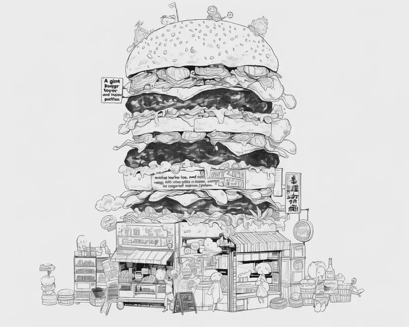 Gambar mewarnai Menara Burger Raksasa