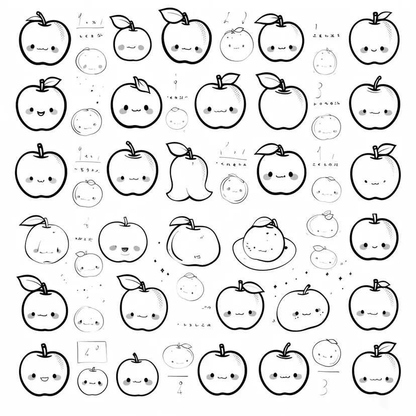 Cute Apple Counting Fun coloring page
