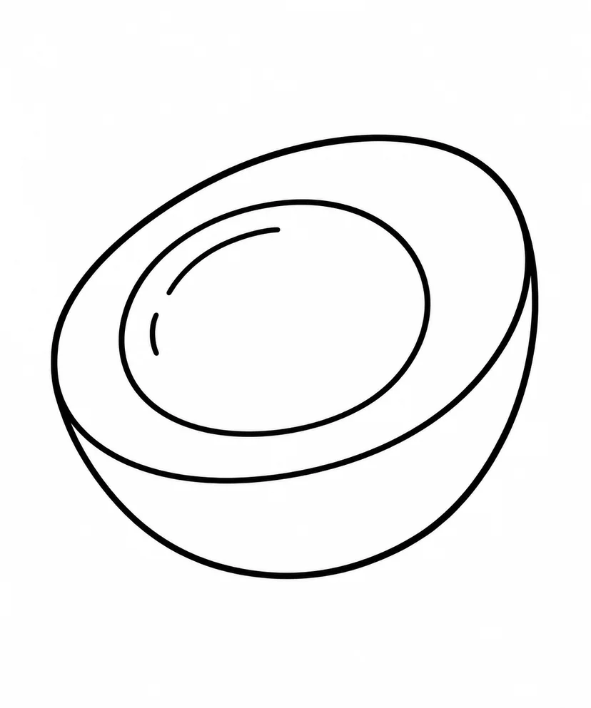 半分に切ったゆでたまごの塗り絵