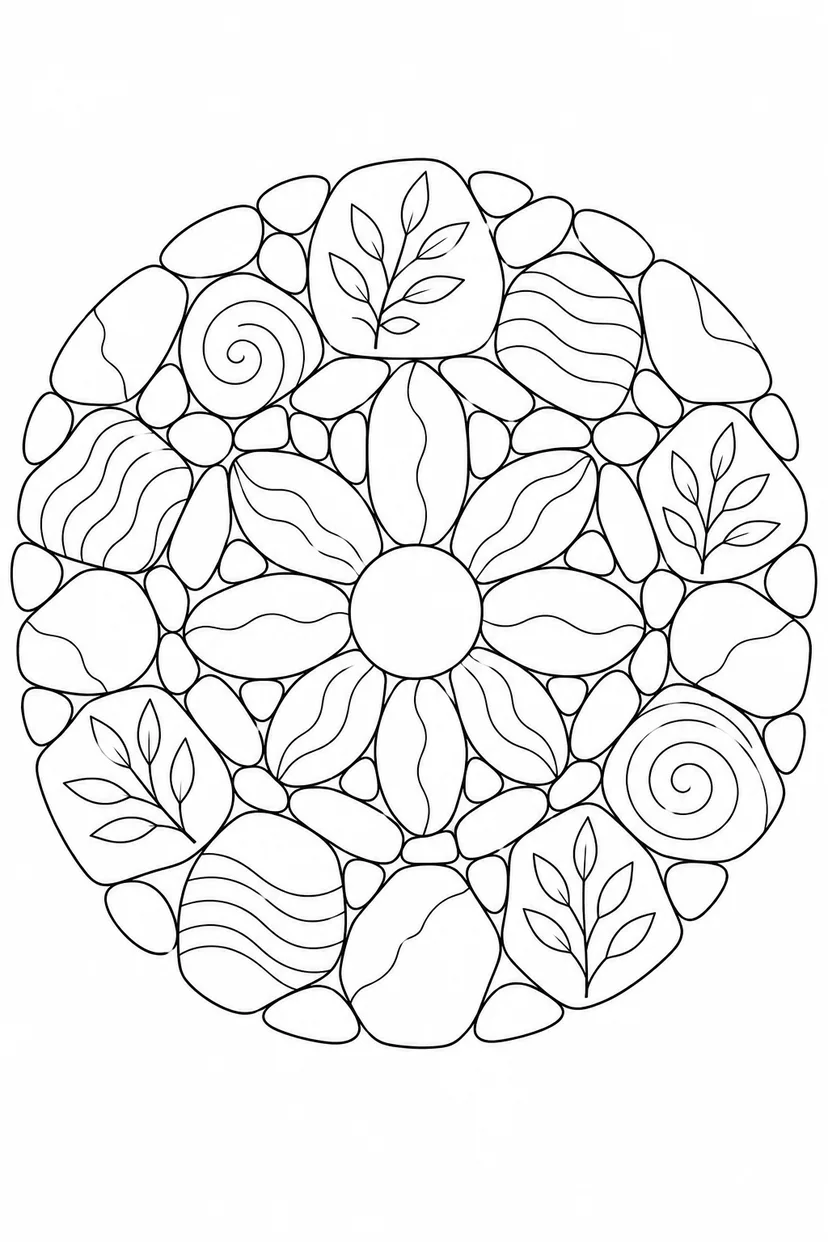 石の模様を集めたモザイクの塗り絵