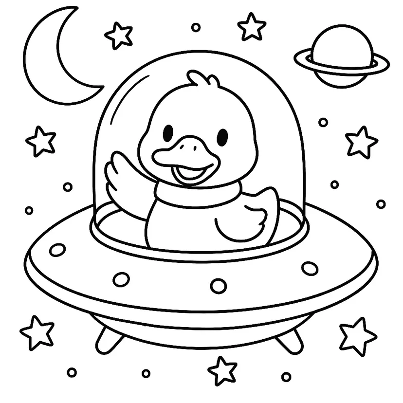 Dibujo de Pato Viajero Espacial para colorear
