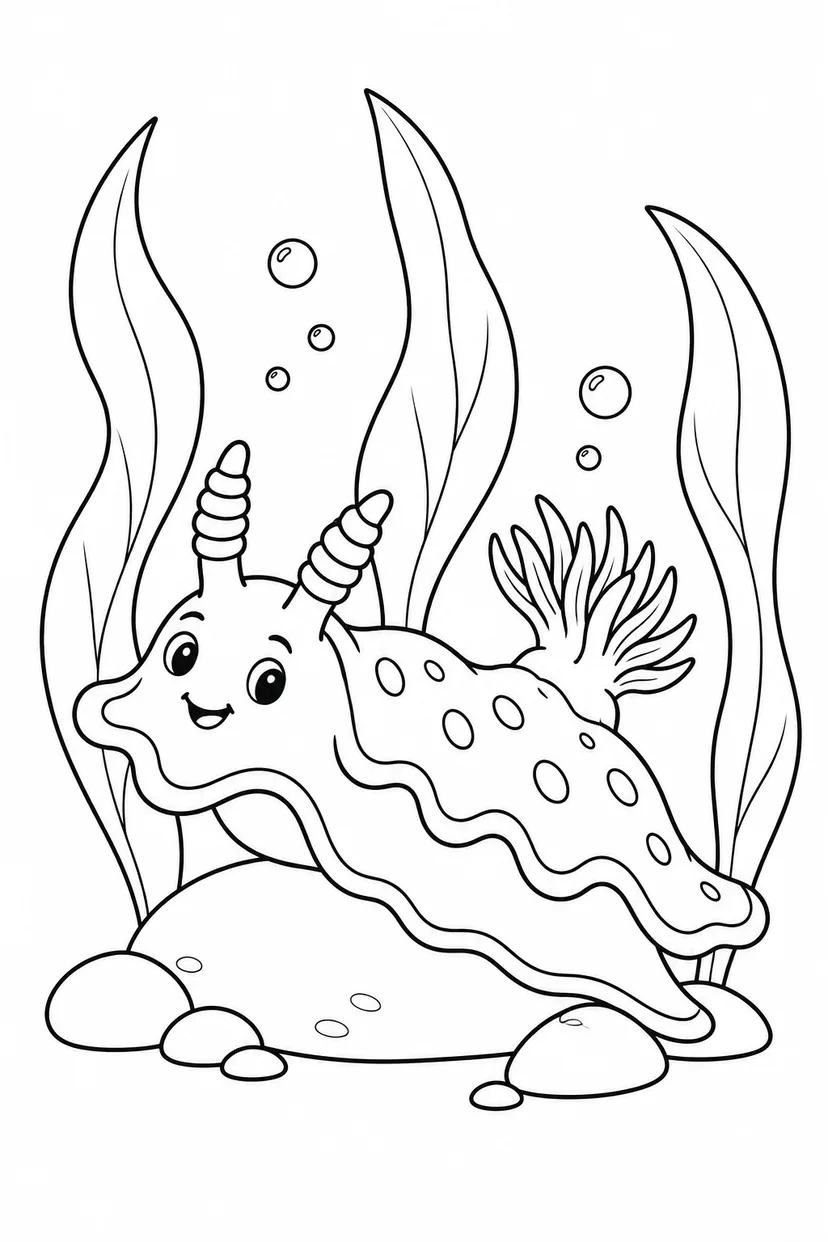 ウミウシと海草の森の塗り絵