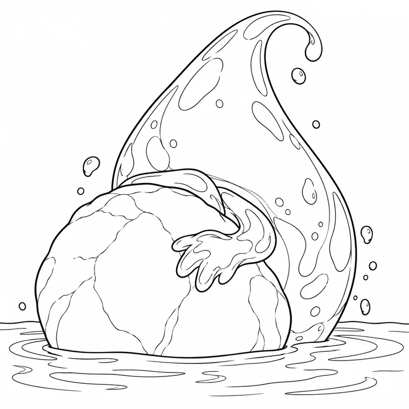 丸い石を抱える水の精の塗り絵