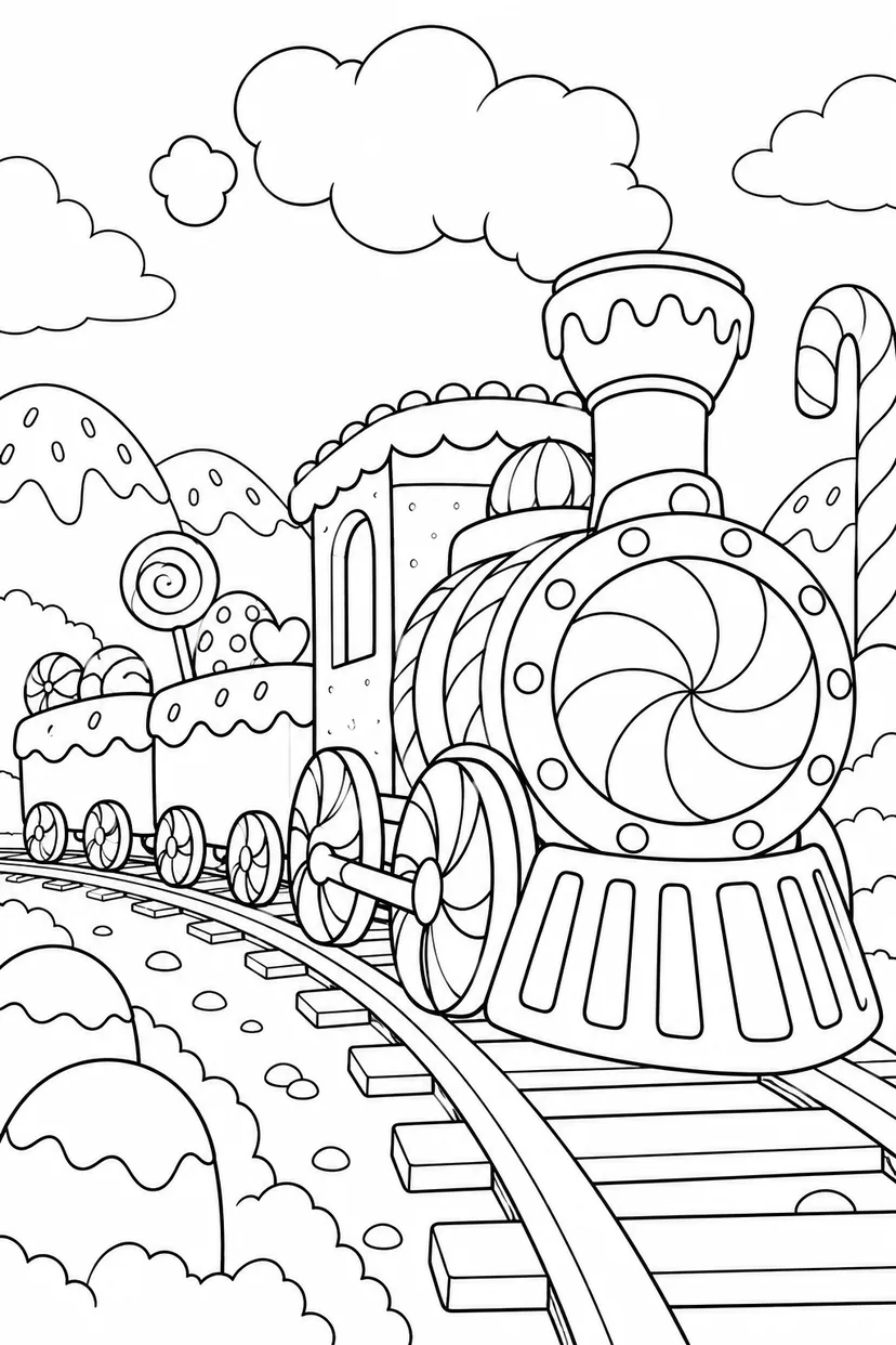キャンディの汽車の塗り絵