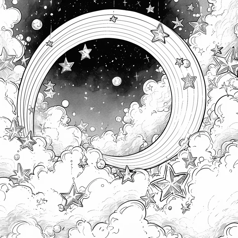 星空と虹の塗り絵