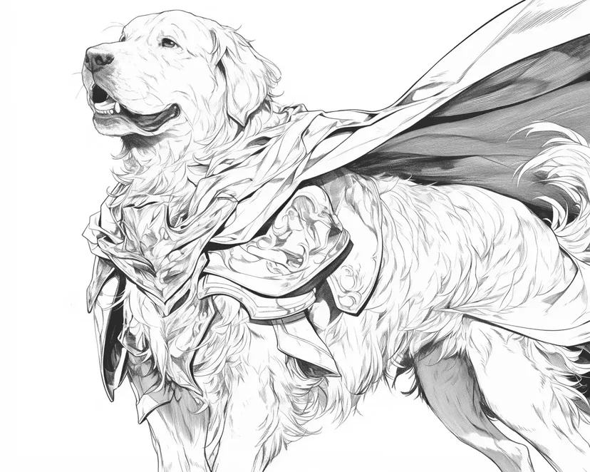 Dibujo de Perro Caballero Valiente para colorear