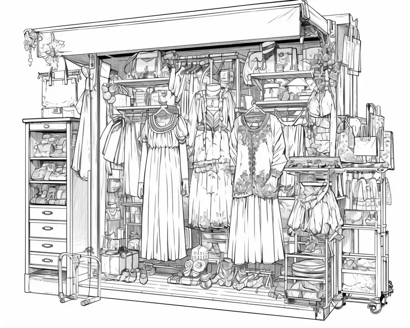 ブティックのディスプレイの塗り絵