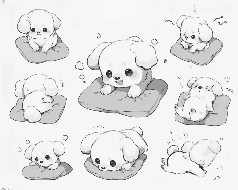 Fluffy Puppy Cushion coloring page