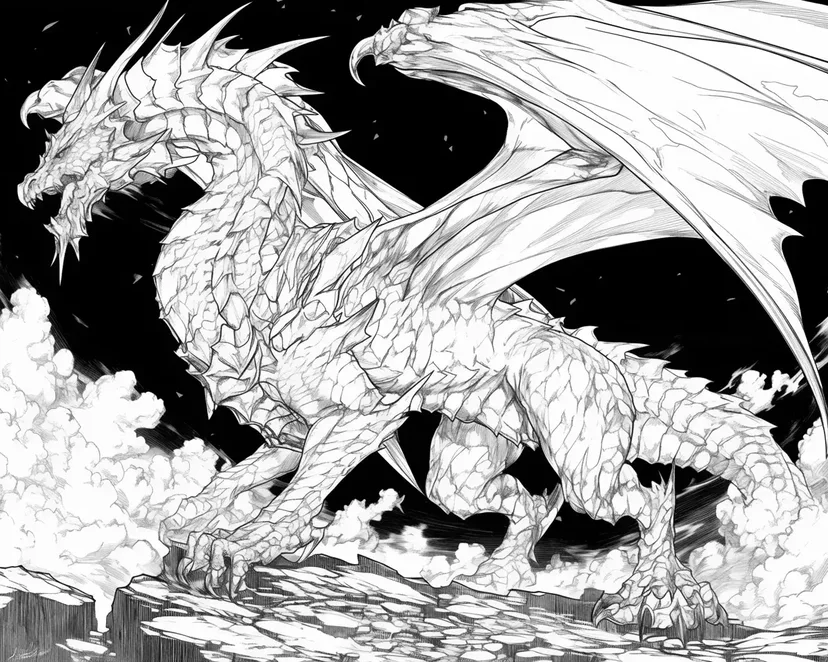 Dragon Soaring in the Sky coloring page