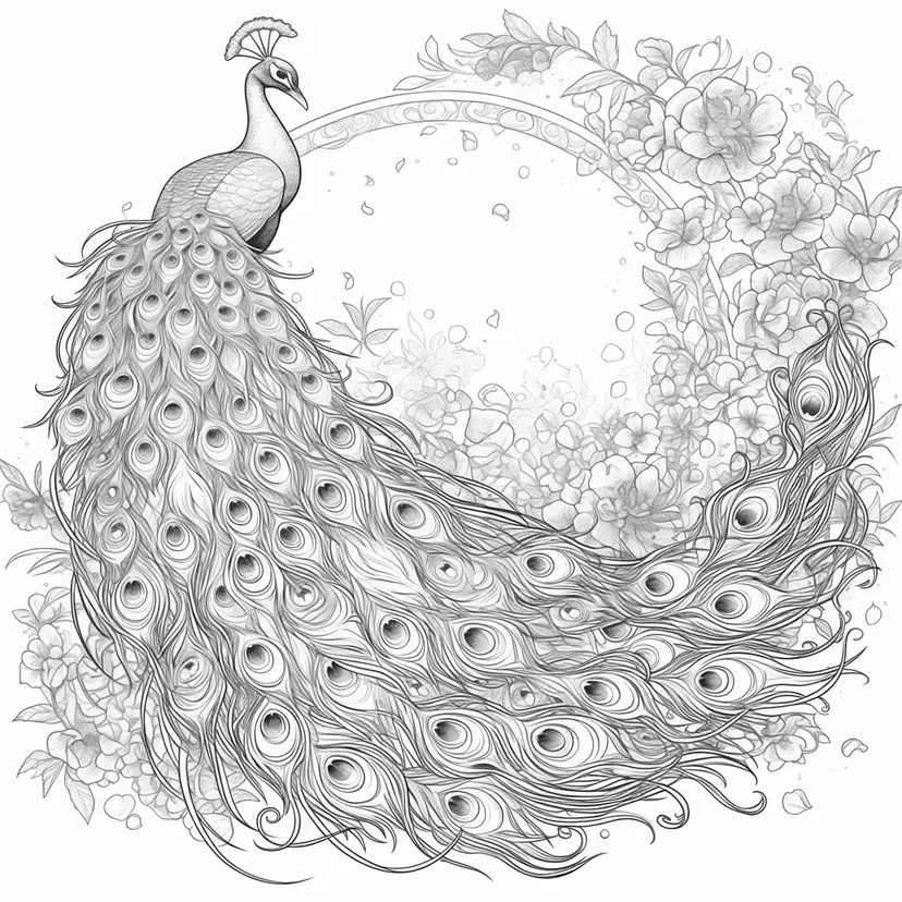 Elegant Peacock coloring page