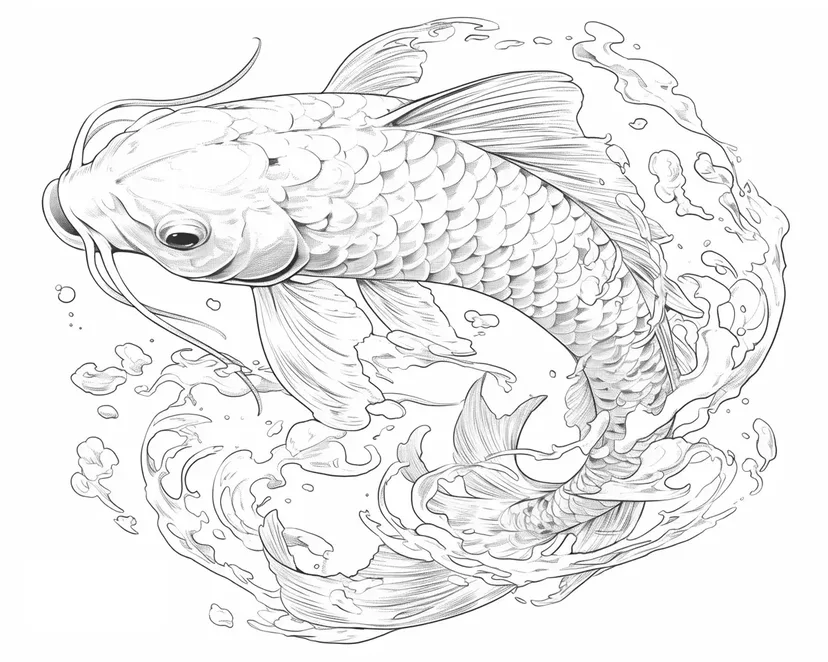 Dibujo de Majestuoso Pez Koi para colorear