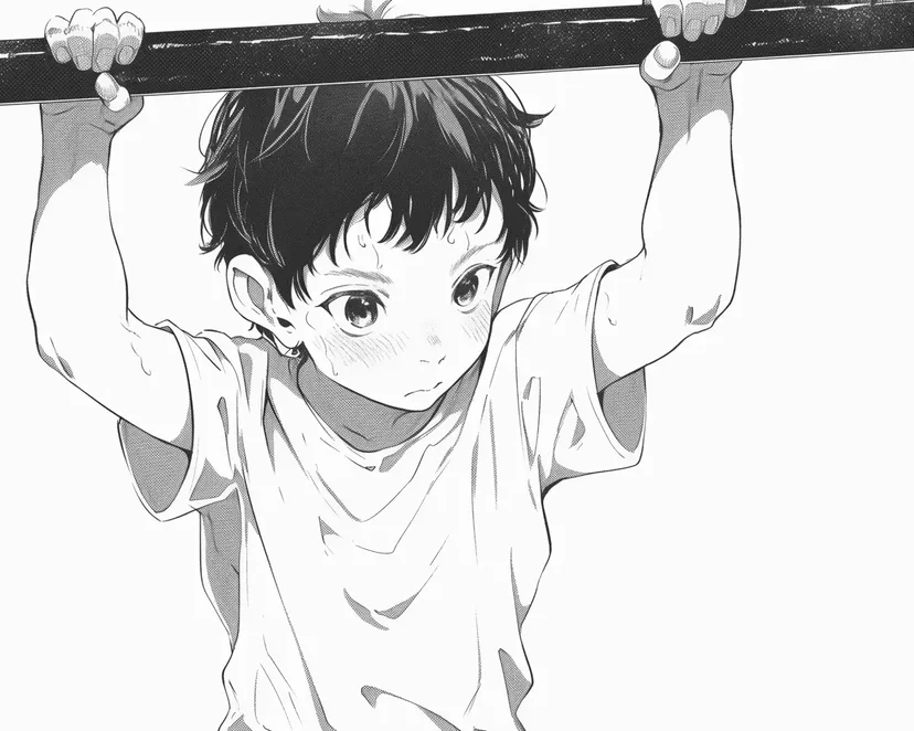 Dibujo de Niño en la Barra Horizontal para colorear