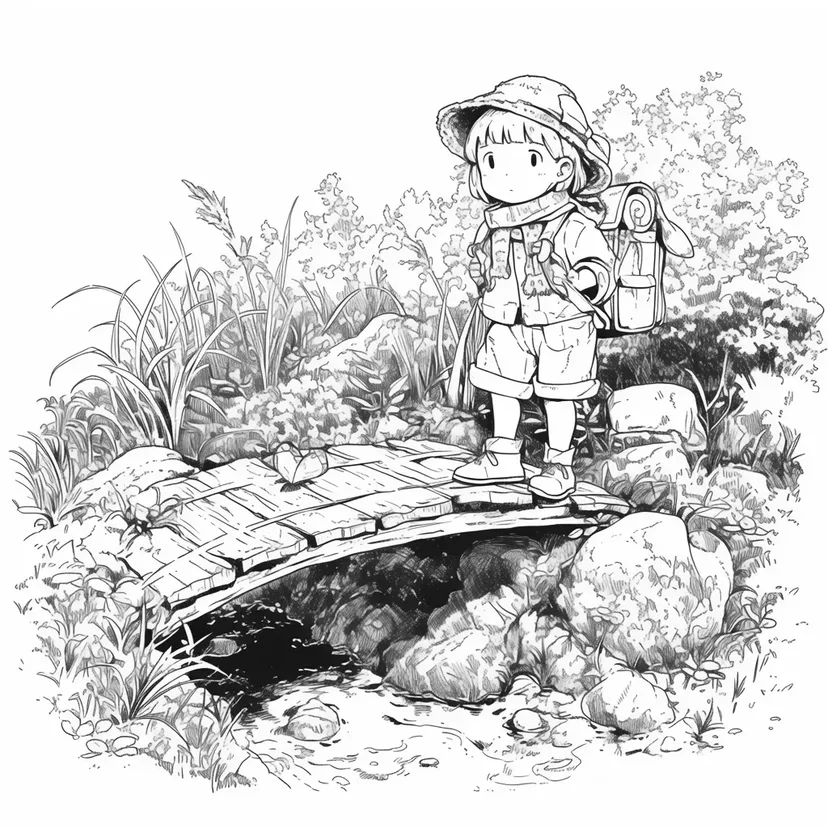 Coloriage Petit Aventurier dans la Forêt