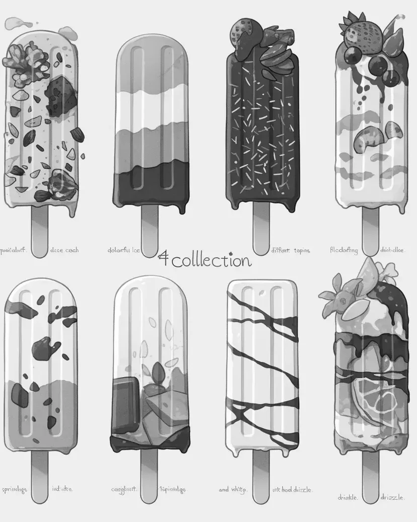 Dibujo de Colección de Paletas Heladas para colorear