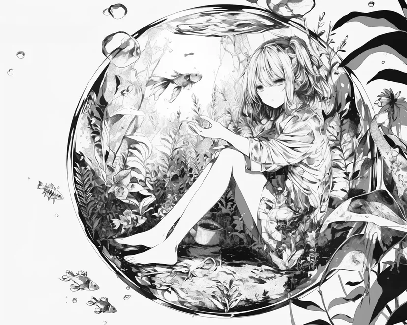 Coloriage Fille dans le Verre