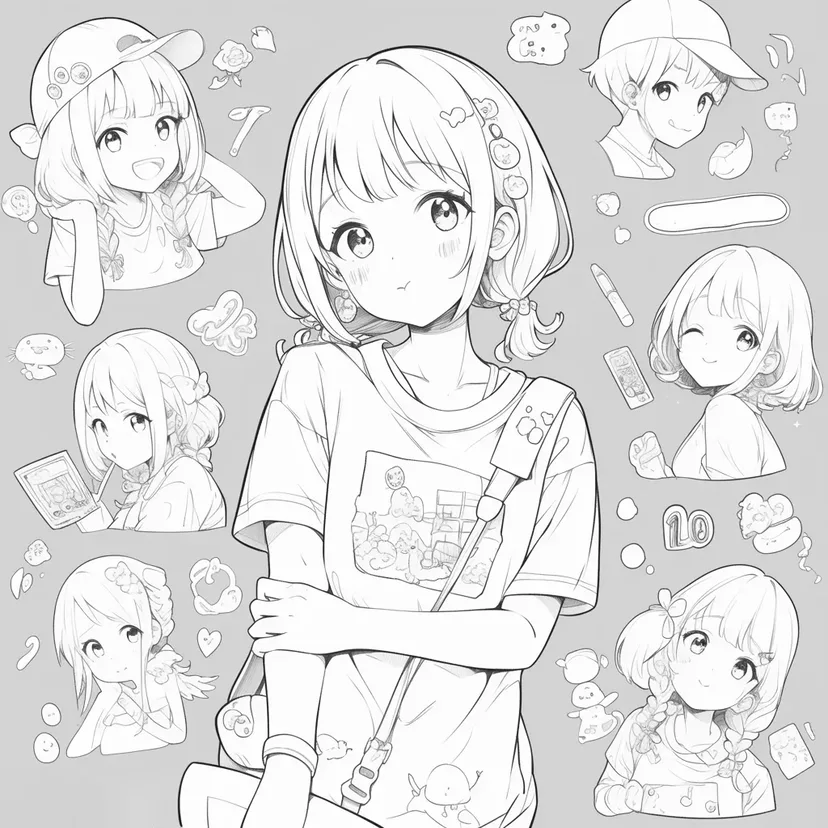 かわいい女の子たちの冒険の塗り絵
