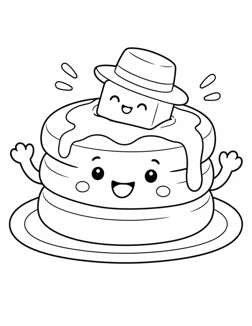 パンケーキのバター帽子の塗り絵
