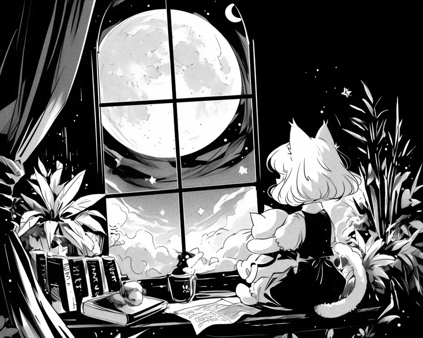 Dibujo de La Ventana Iluminada por la Luna para colorear