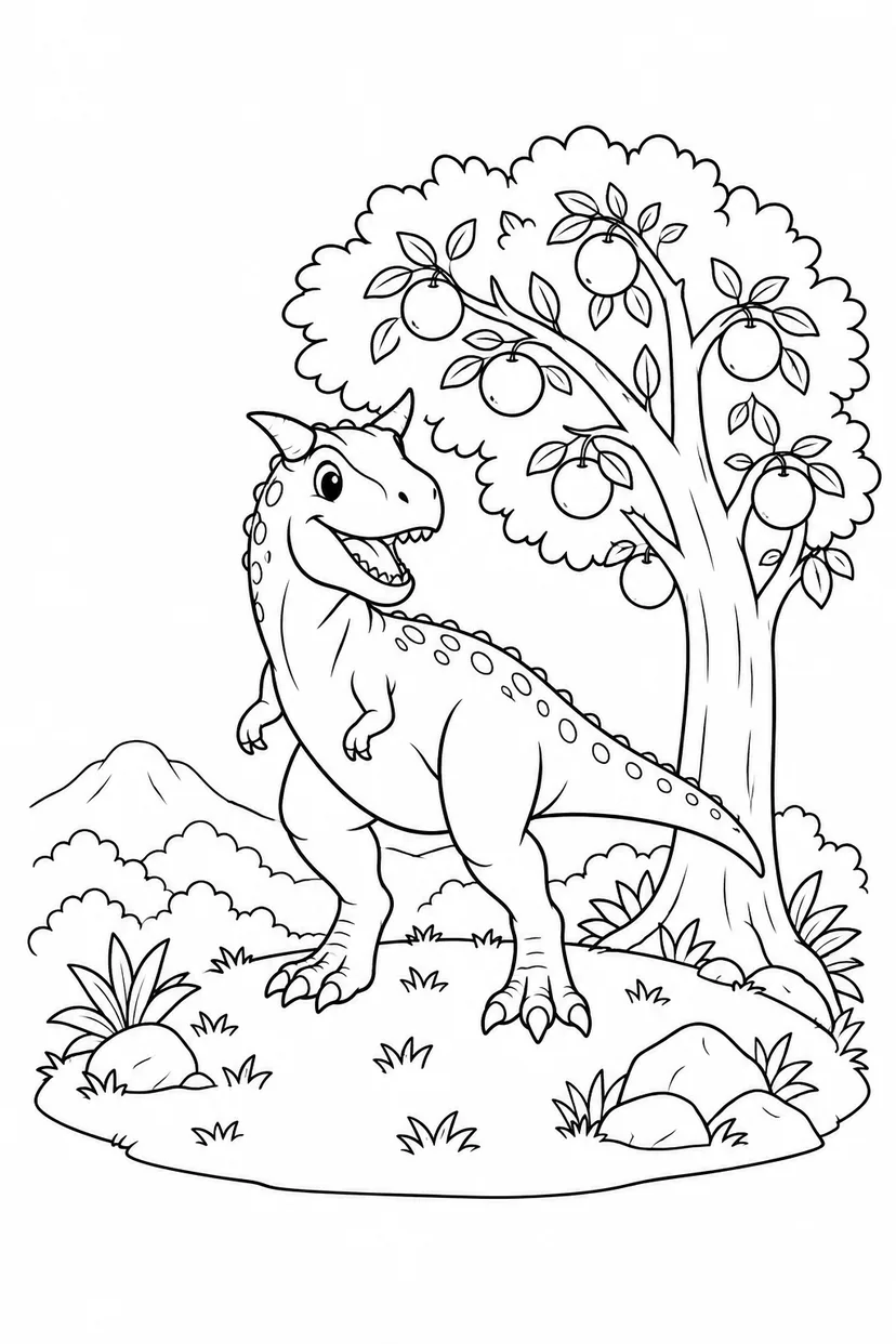 カルノタウルスと木の実の丘の塗り絵