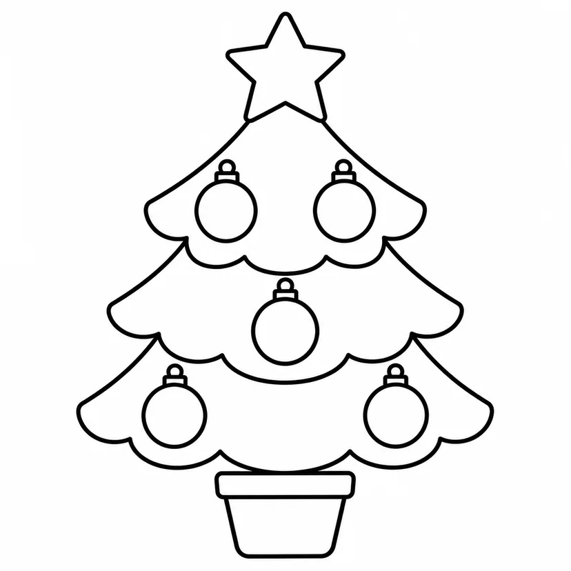 かざりのすくないクリスマスツリーの塗り絵