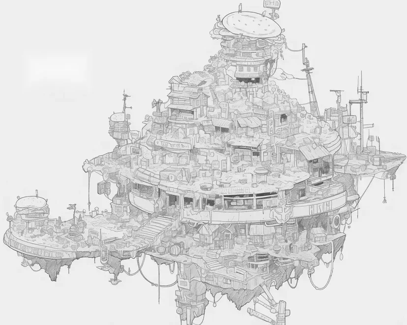 ハンバーガーシティの塗り絵