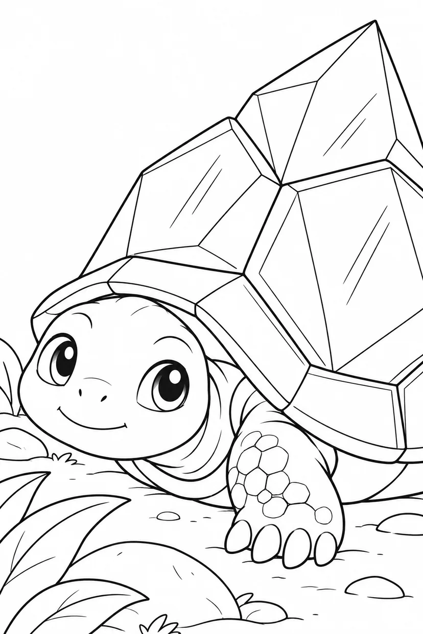 水晶ガメの顔の塗り絵