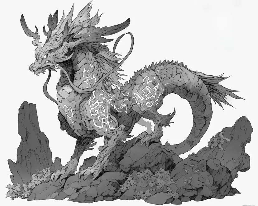 神秘的な守護竜の塗り絵
