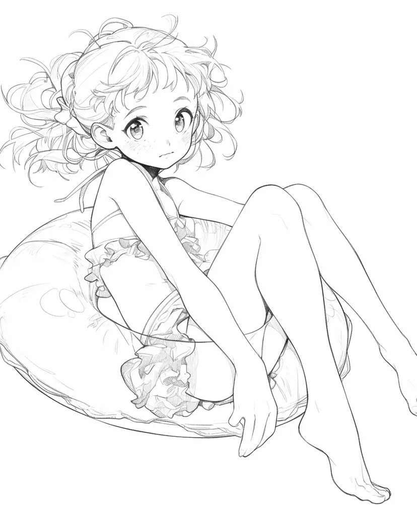 Dibujo de Junto a la piscina en un día de verano para colorear