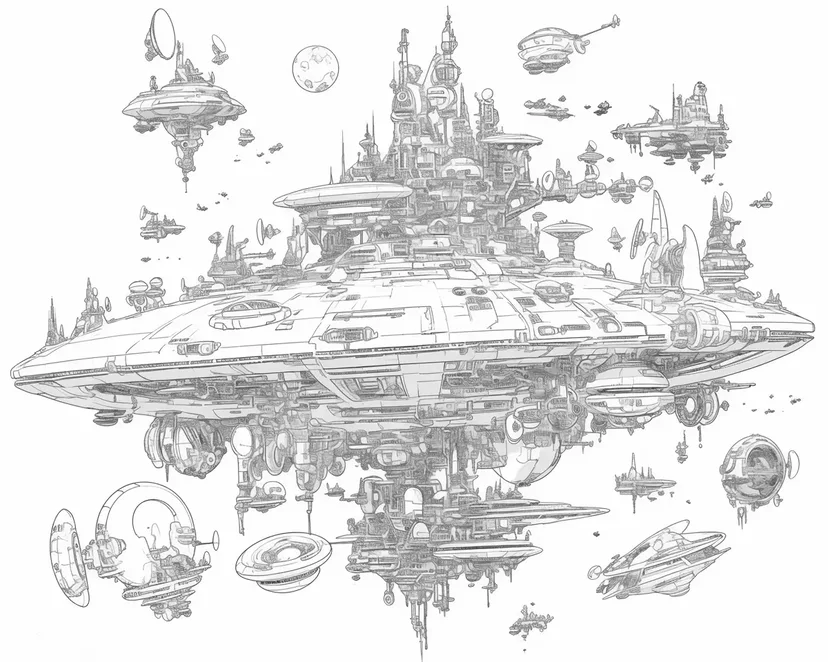 Dibujo de Ciudad Espacial del Futuro para colorear