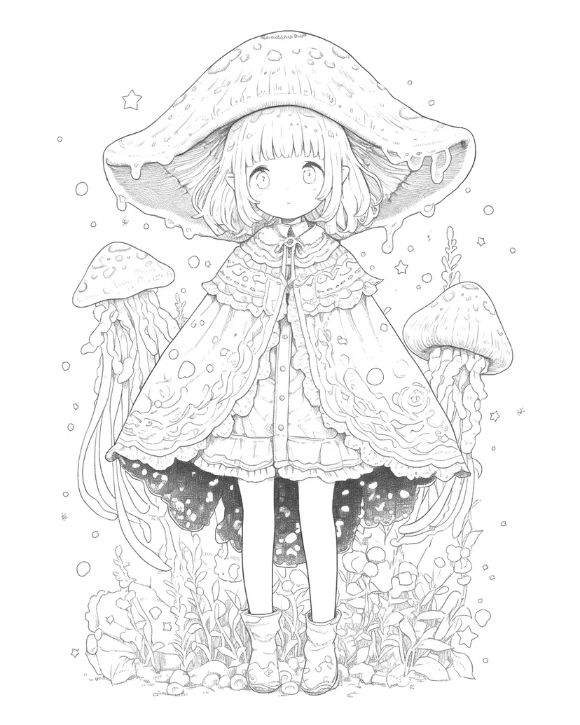 キノコの妖精の塗り絵