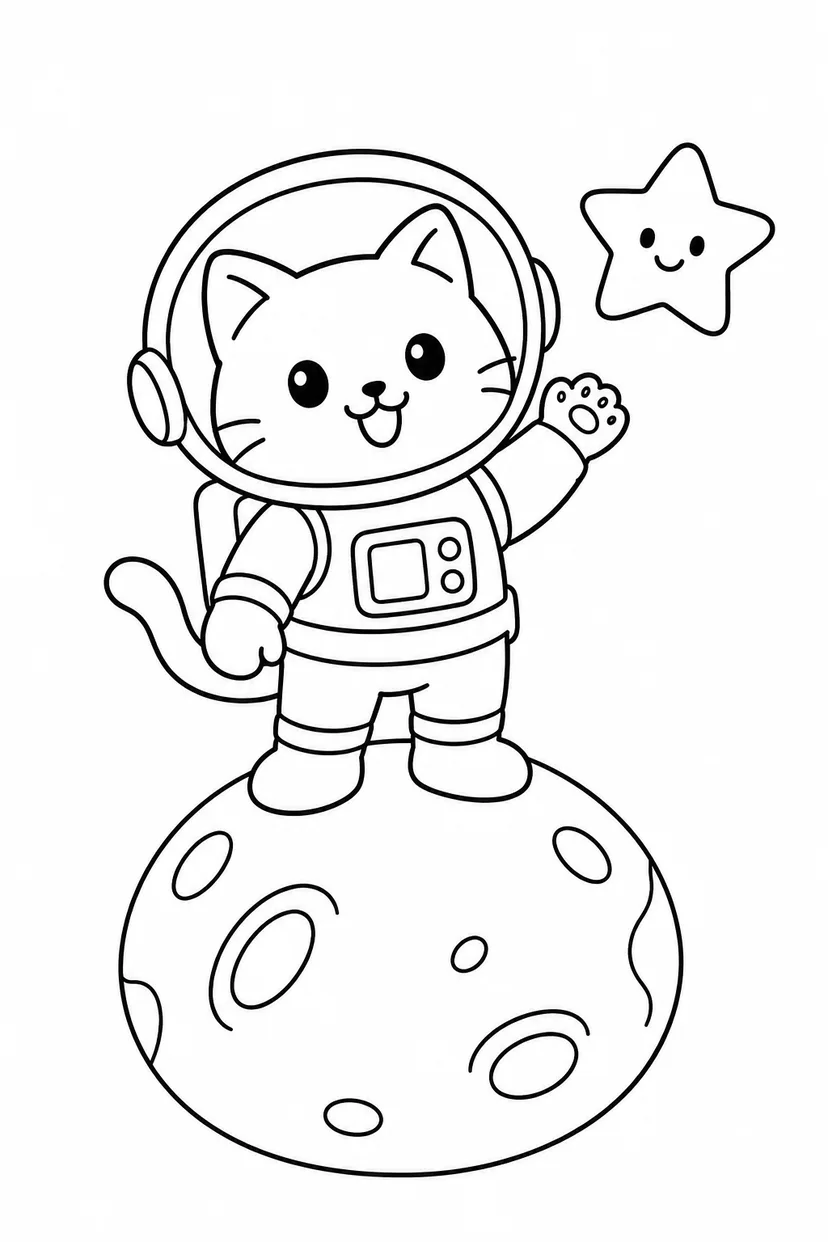 宇宙ねこと小さな星の塗り絵