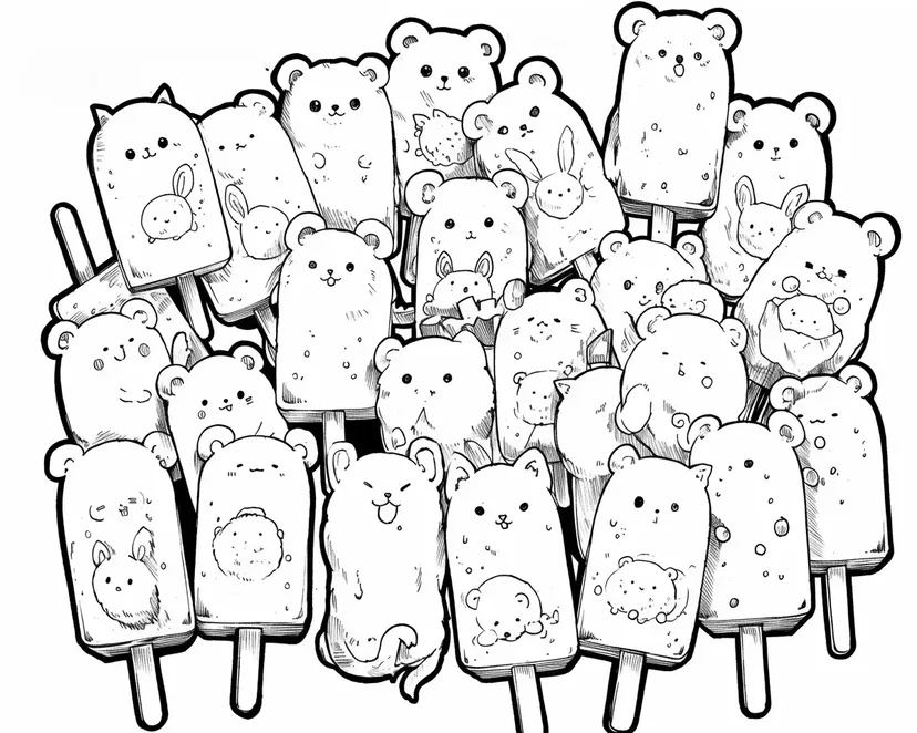 Coloriage Rassemblement de Glaces Animales