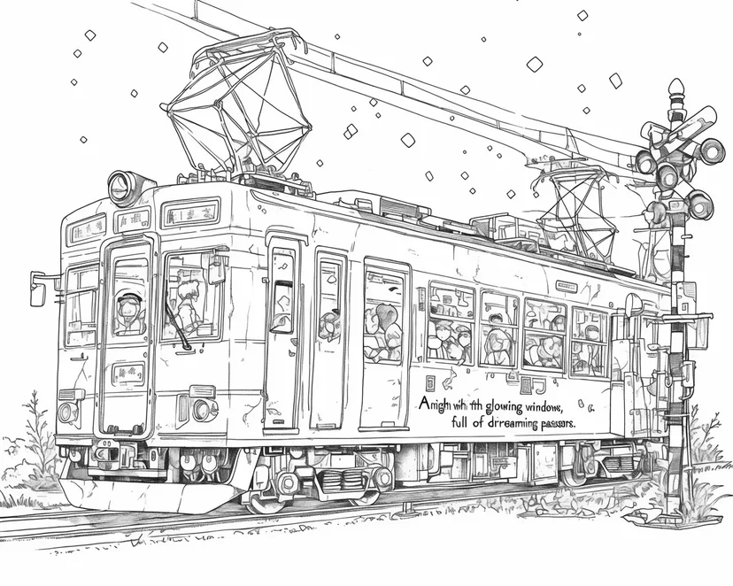 Dibujo de Noche del Tren Soñador para colorear