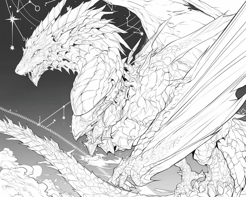 Coloriage Dragon survolant le ciel