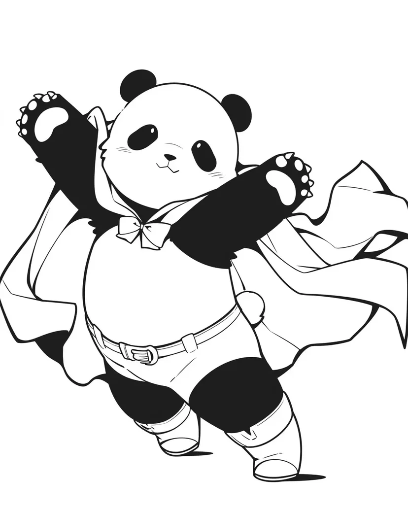 スーパーパンダの冒険の塗り絵